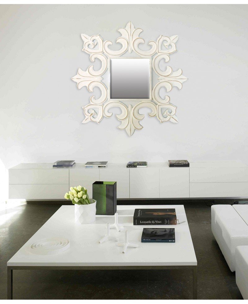 Espejo decape blanco grande